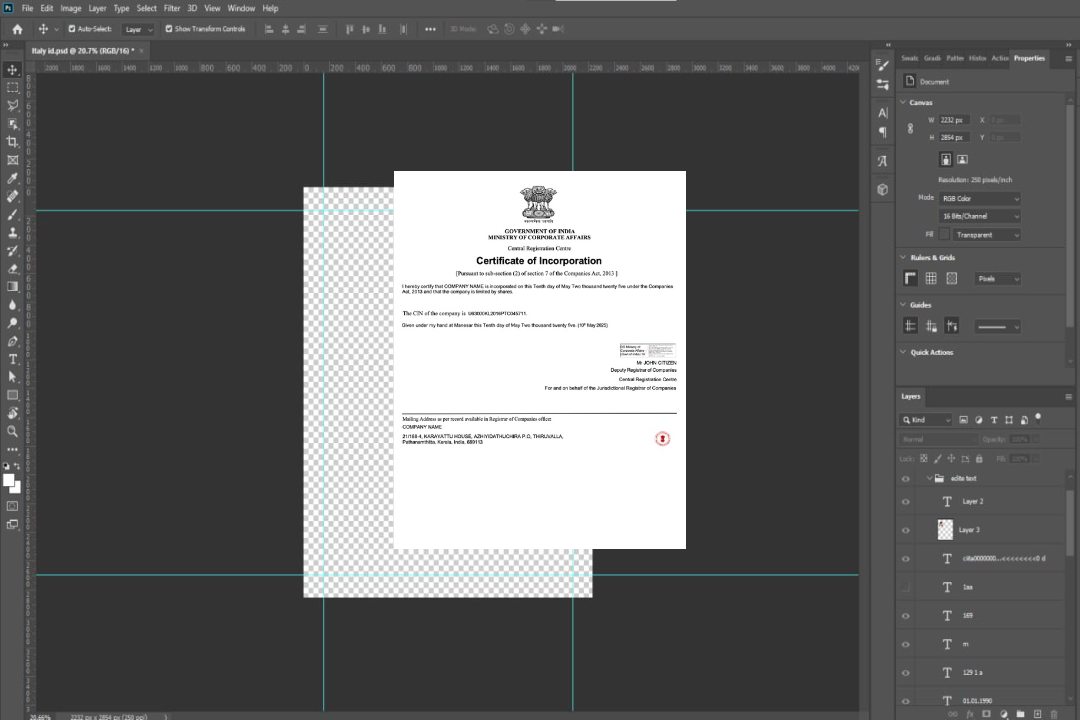 Modèle Word et PDF de certificat de constitution en Inde, version 3 template
